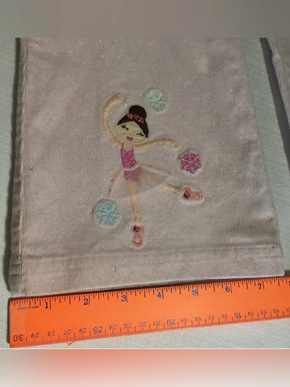 Gymboree Pink Corduroy Ballerina sparkles EMB Flare Pants Adjustable Waist